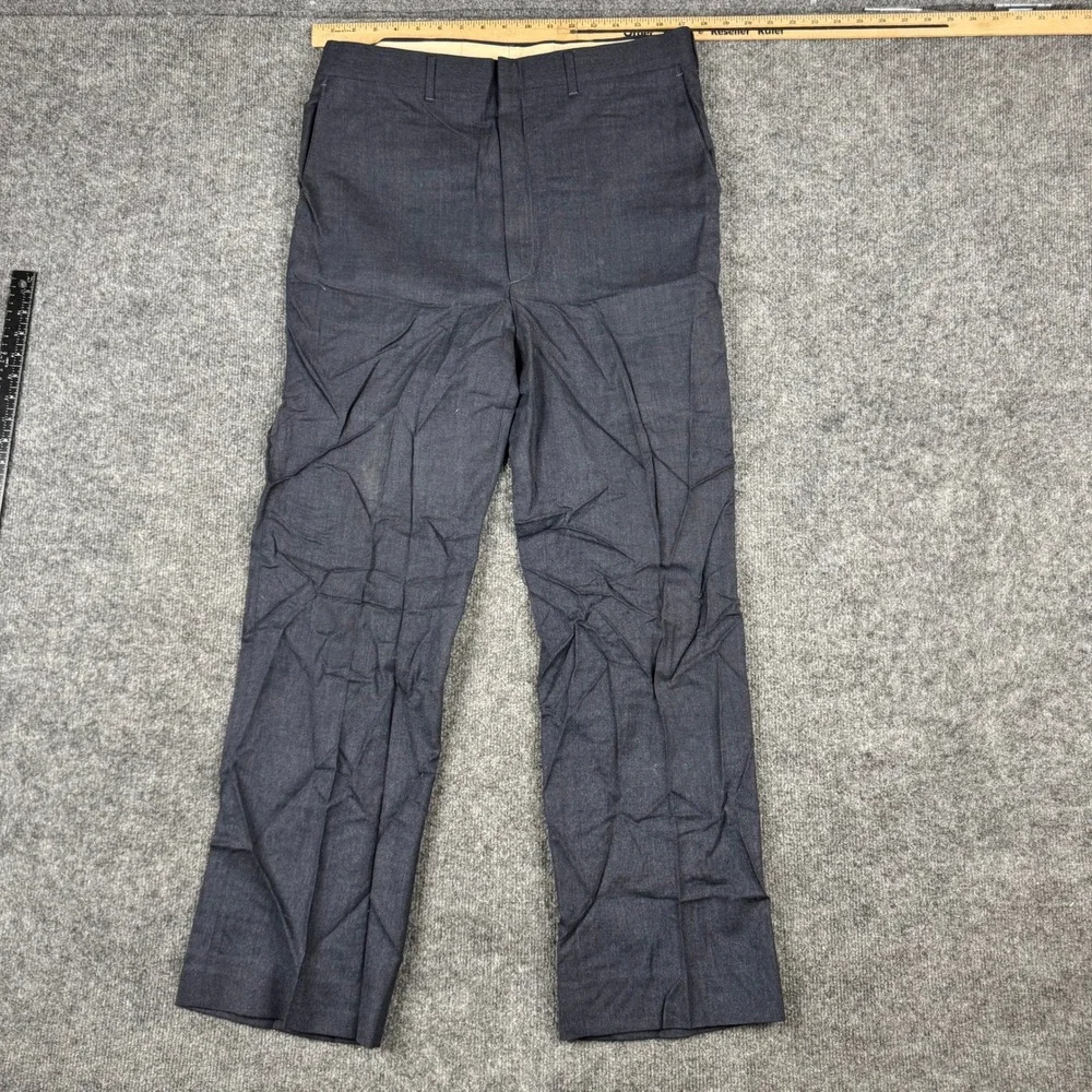 Haggar Dress Pants Mens Size 36x34 Navy Blue Imperial Premium Edition Flat Front